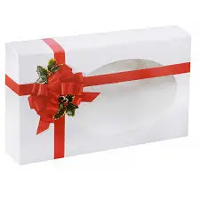 0.5 Lb Holiday Ribbon & Holly Cookie Gift Box With Clear Window 1