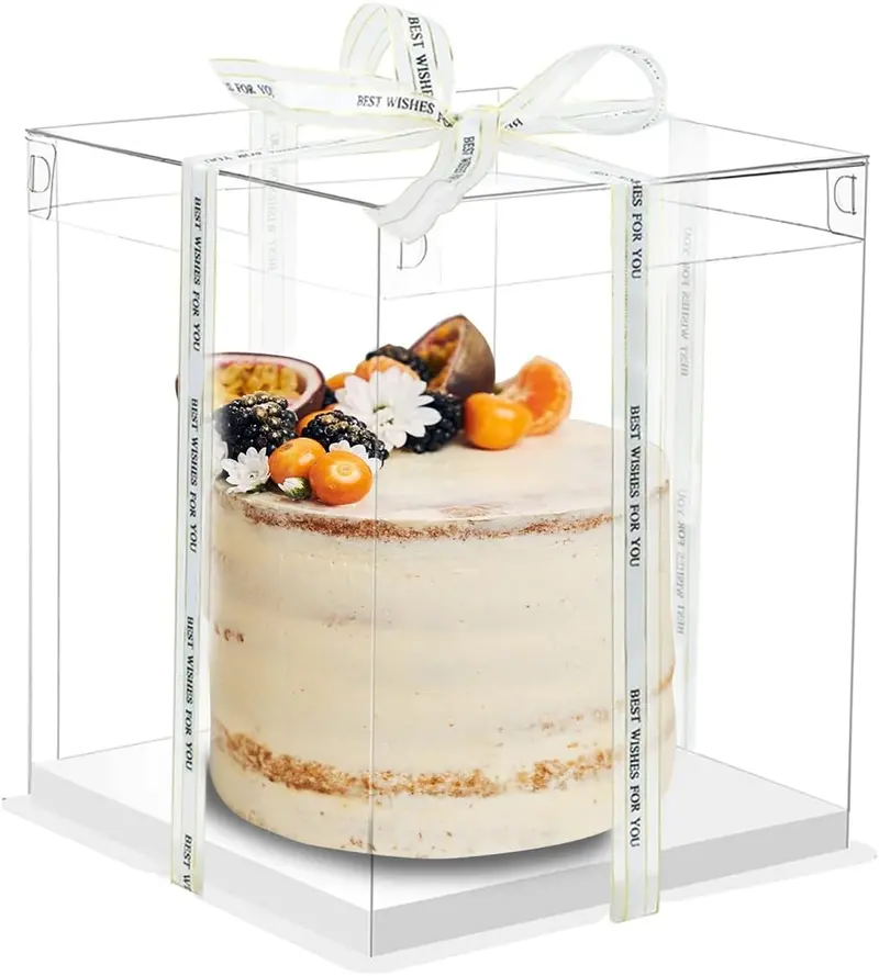 10" × 10" × 12" Clear Tall Cake Box – Extra-Height Square Packaging With Clear Lid 1