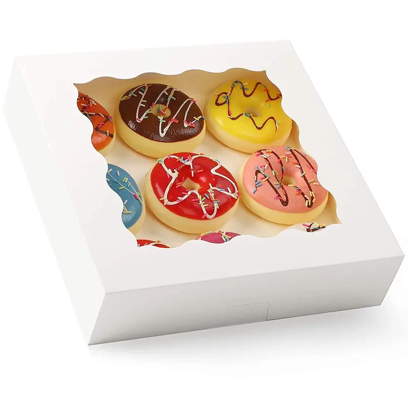 10" X 10" X 2.5" Clear-Window White Bakery Boxes For Cakes & Desserts 1