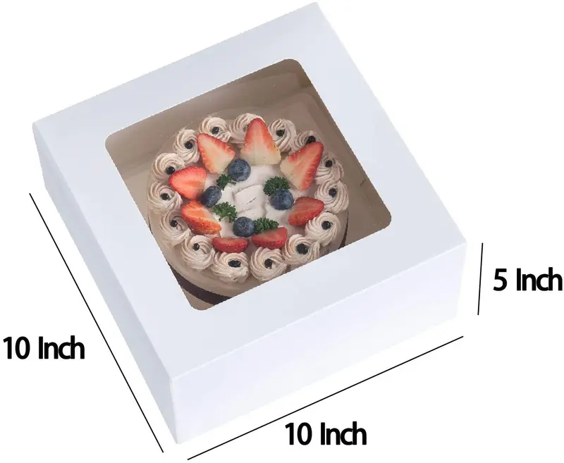 10" X 10" X 5" Clear-Window White Bakery Boxes For Sheet Cakes & Desserts 1