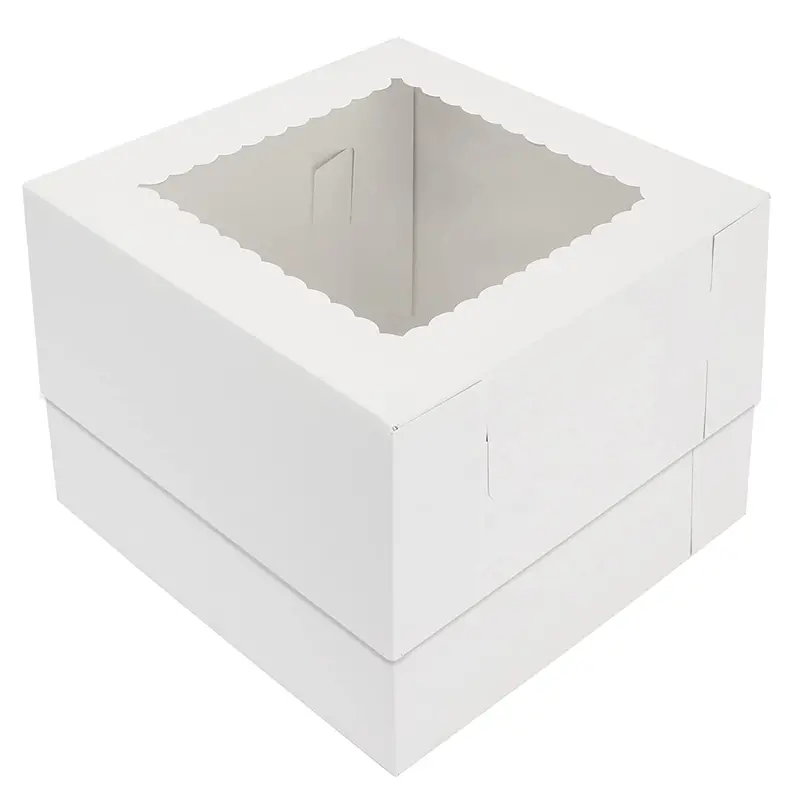 10" X 10" X 8" Clear-Window White Bakery Boxes For Layer Cakes & Desserts 1