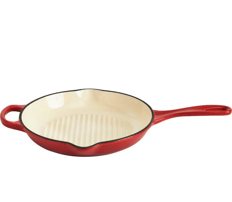 11-Inch Enameled Cast Iron Grill Pan – Classic Red 1