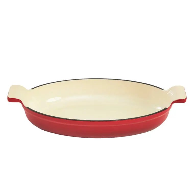11 X 7-Inch Enameled Cast Iron Oval Baking Dish – Classic Red 1