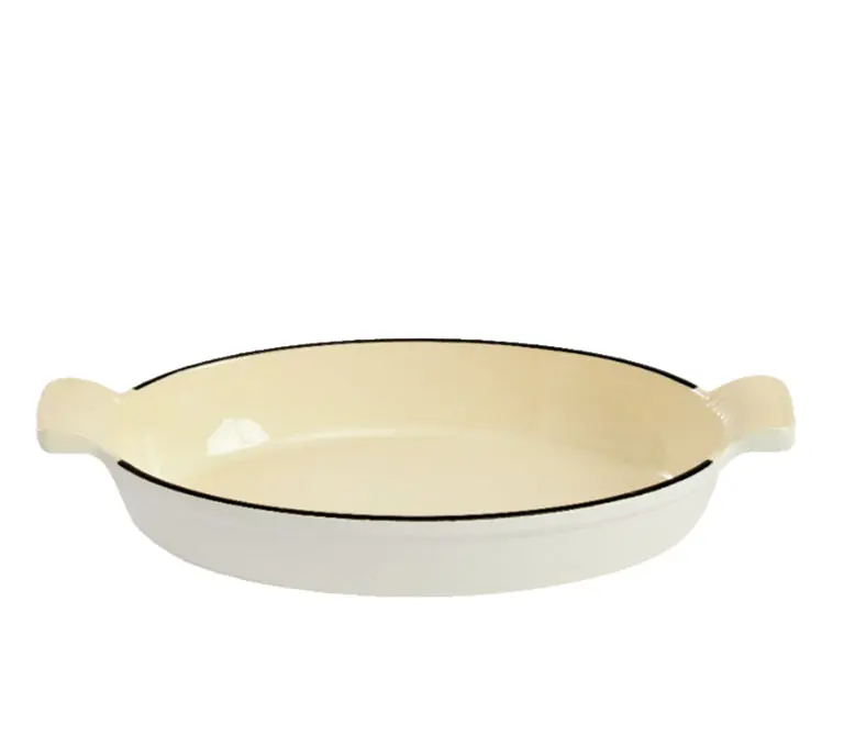 11 X 7-Inch Enameled Cast Iron Oval Baking Dish – Pure White 1