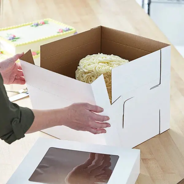 12-Inch Square White Bakery Box With Clear Window – Tall Cake Packaging 1