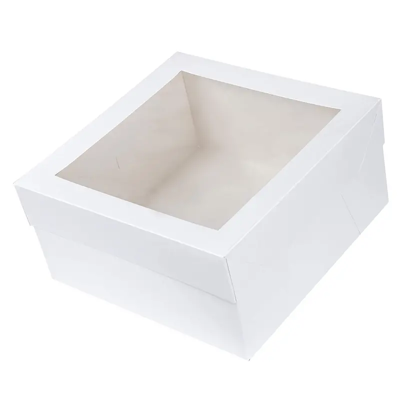 12" X 12" X 6" Clear-Window White Bakery Boxes For Large Cakes & Pastries 1