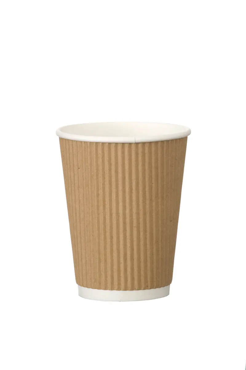 12Oz Kraft Ripple Coffee Cup – Textured Wall For Grip & Heat Retention 1