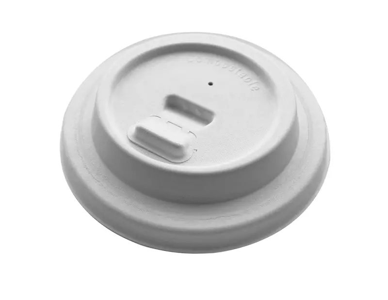 12Oz Molded Fiber Takeaway Cup Lid – Plain White Design 1