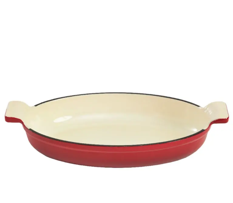 13.25 X 8-Inch Enameled Cast Iron Oval Baking Dish – Classic Red 1