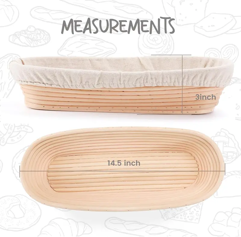 14.5-Inch Oval Banneton With Liner – Extra-Large Proofing Basket For Large Sourdough Loaves 1