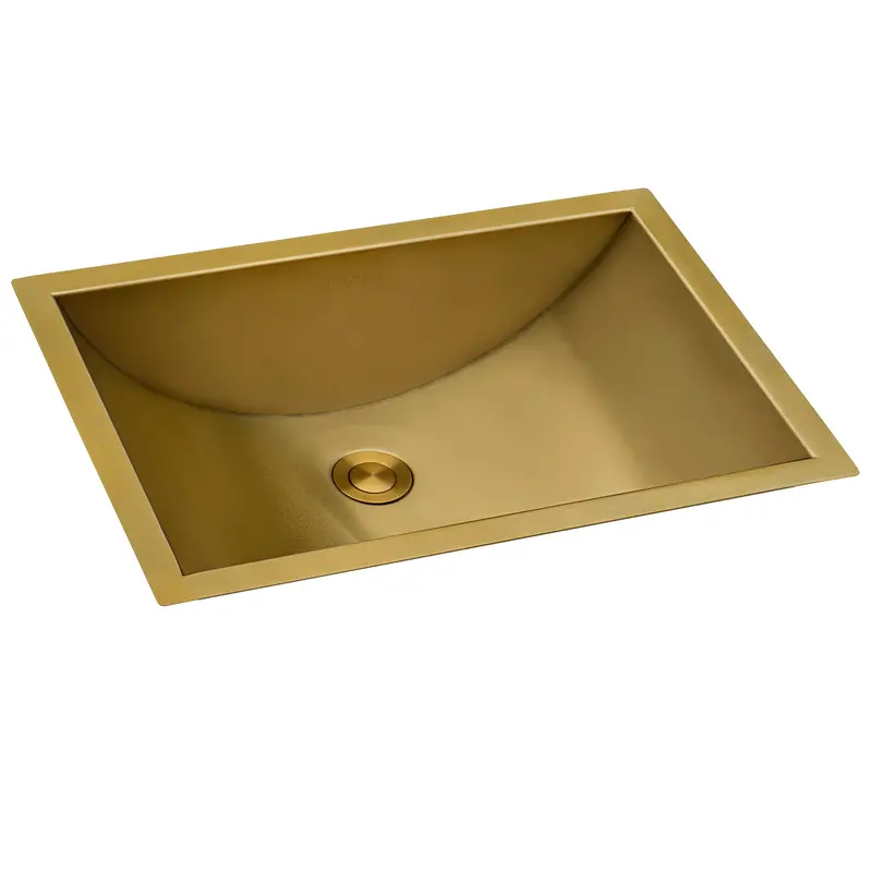 16" X 11" Brushed Gold Rectangular Undermount Bathroom Sink 2