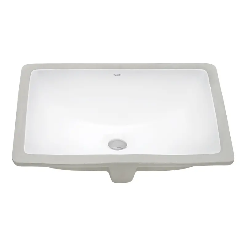 17 X 12 Inch White Rectangular Porcelain Undermount Vanity Sink – With Overflow 1