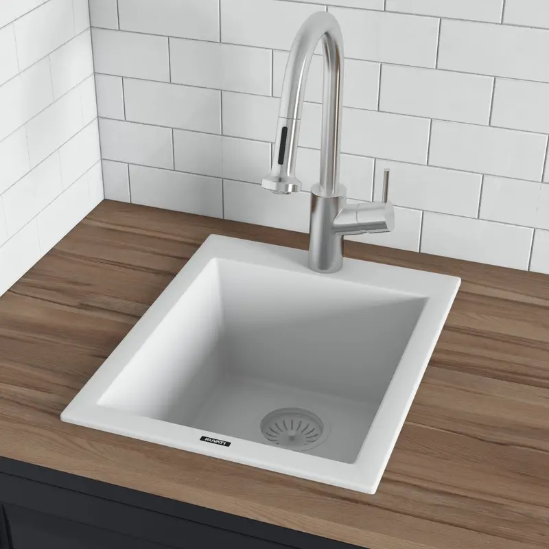 18 X 20 Inch Drop-In Wet Bar Prep Sink – Arctic White Epigranite Composite 1