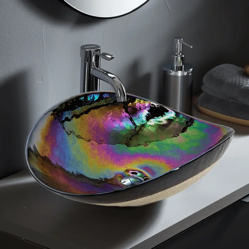 19-Inch Murano Glass Vessel Bathroom Sink – Chestnut Brown 1