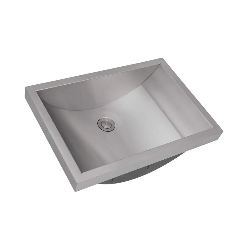 20 X 14 Inch Semi-Recessed Bathroom Sink – Brushed Stainless Steel 1