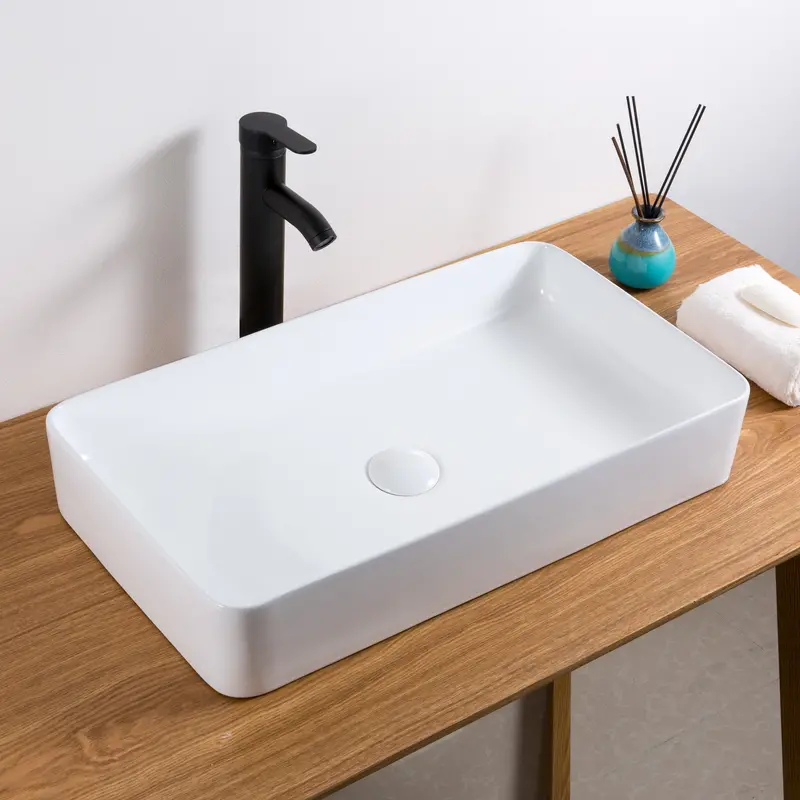 24 X 16 Inch White Rectangular Porcelain Vessel Bathroom Sink – Above-Counter Ceramic 1