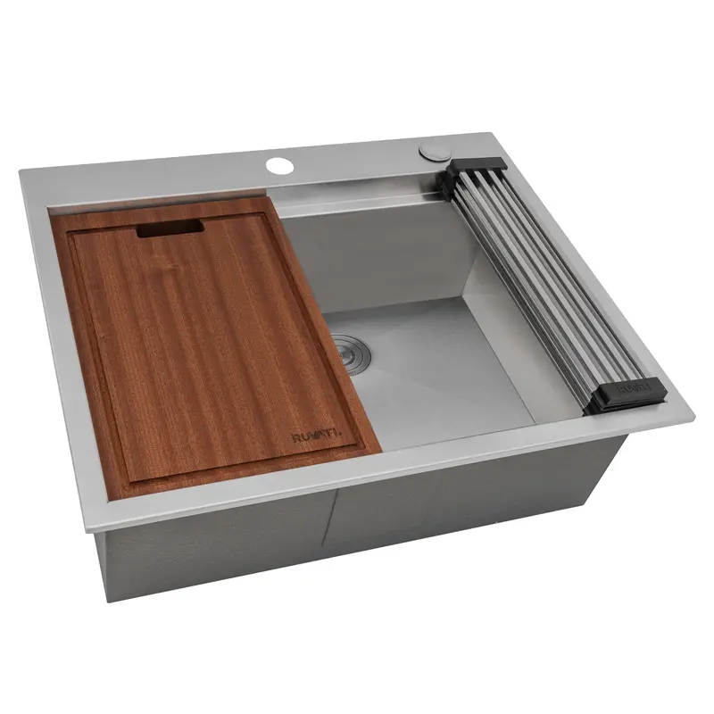 25" X 20" Rv-Friendly Topmount Workstation Sink – 16-Gauge Stainless Steel Bar Prep Kitchen Sink 1