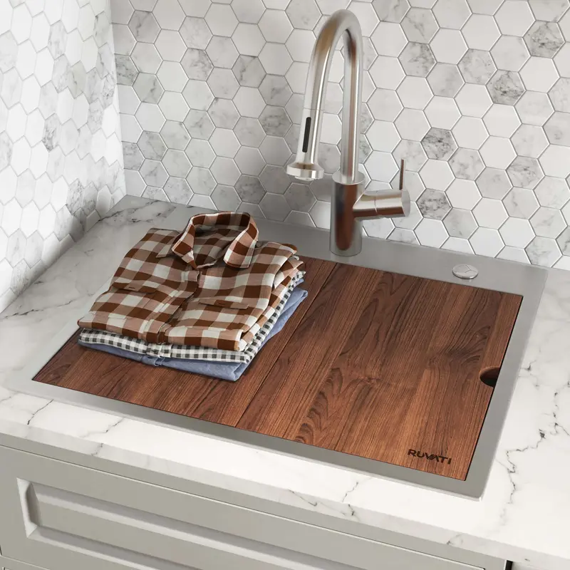 25 X 22 X 12 Inch Topmount Laundry Utility Sink – 16-Gauge Stainless Steel 1