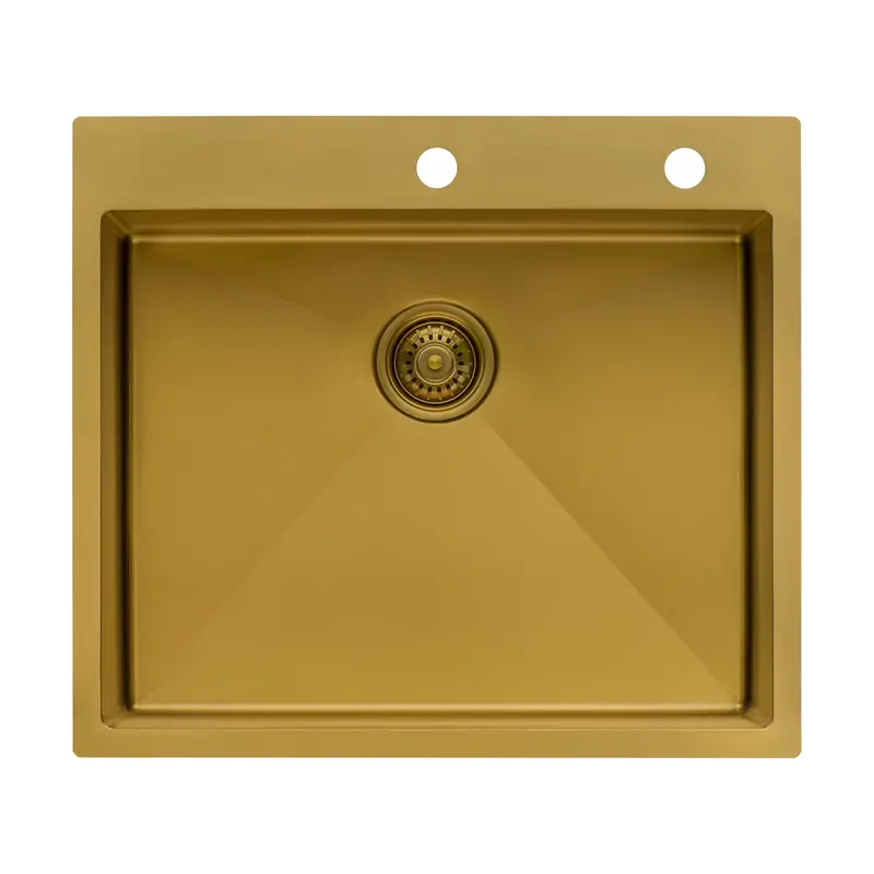 25X22 Square-Corner Topmount Sink In Gold Finish 1