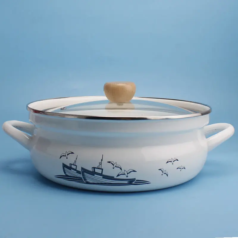 26Cm Shallow Agate Enamel Casserole Pot With Boil-Over Guard 2