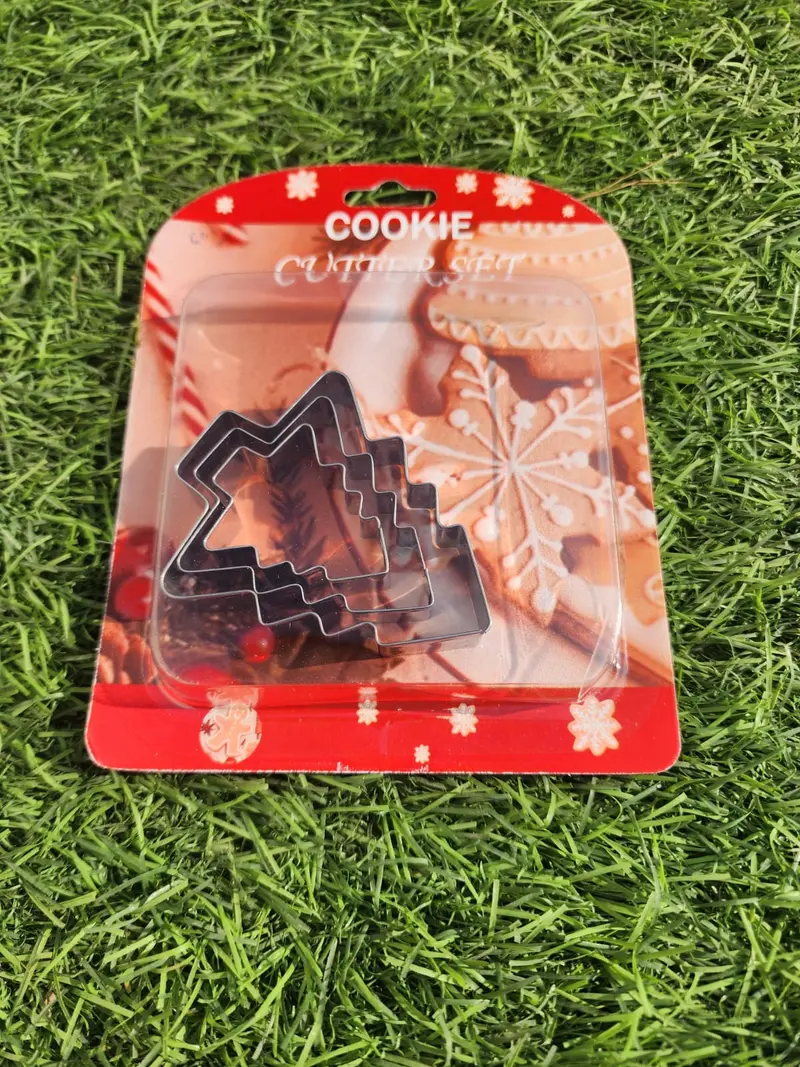 3-Piece Aluminum Christmas Tree Cookie Cutters With Bonus Recipe Guide For Holiday Baking 1