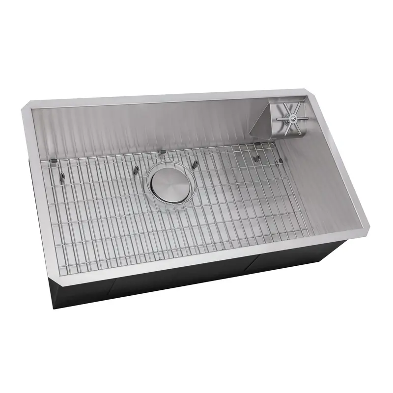 30-Inch Undermount Glass Rinser & Stainless Steel Sink Combo – 16-Gauge Single Bowl 1