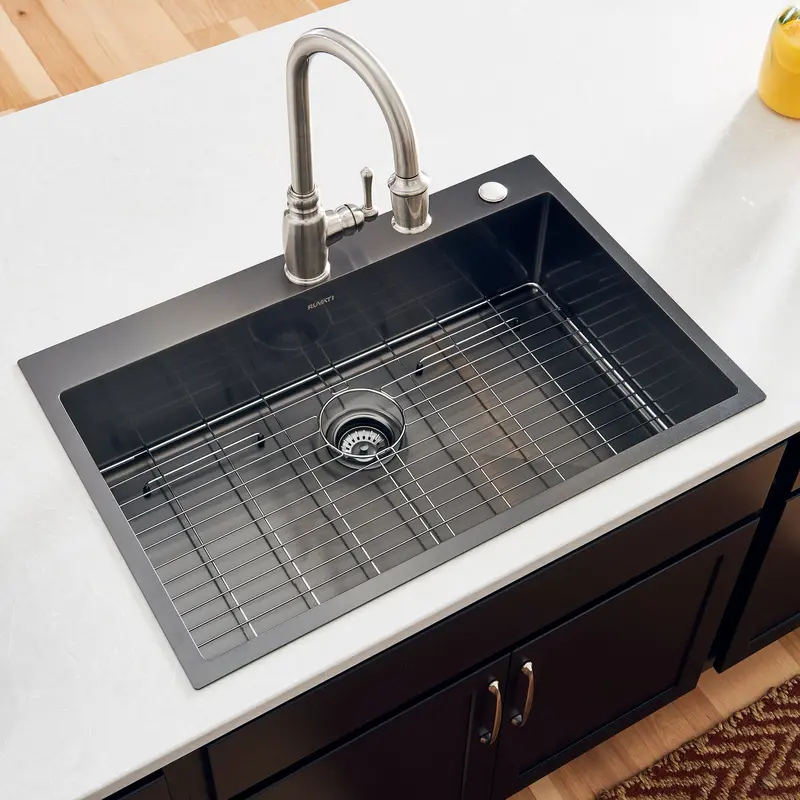 30X22 Single-Basin Topmount Sink In Matte Black 1