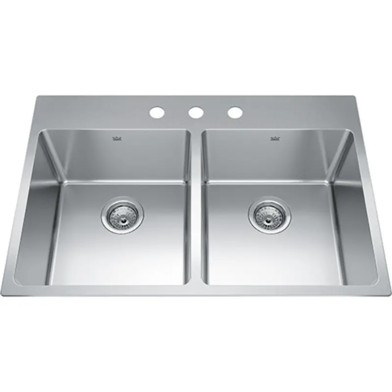 33" Drop-In Double Bowl Stainless Steel Kitchen Sink – Brookmore Collection 1