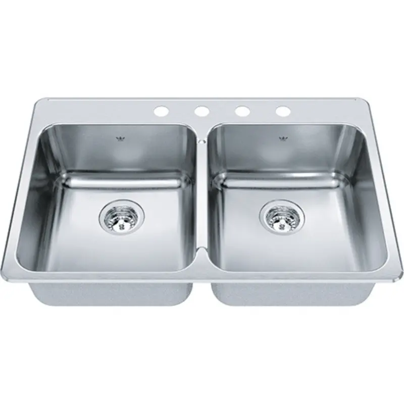 34" Drop-In Double Bowl Stainless Steel Kitchen Sink – Steel Queen Collection 1