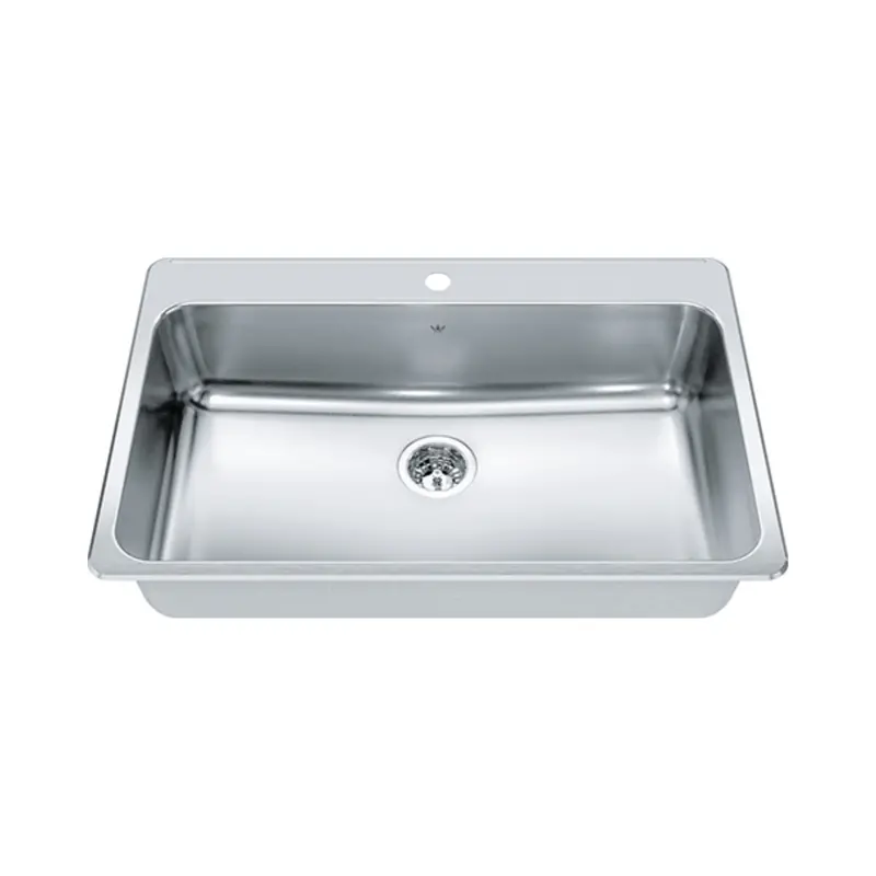 34" Drop-In Single Bowl Stainless Steel Kitchen Sink – Steel Queen (Qsla2233-8-1N) 1