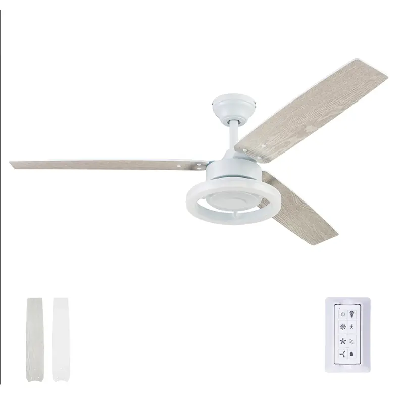 52" Orbis White Ceiling Fan With Integrated Led Ring Light And Remote 1