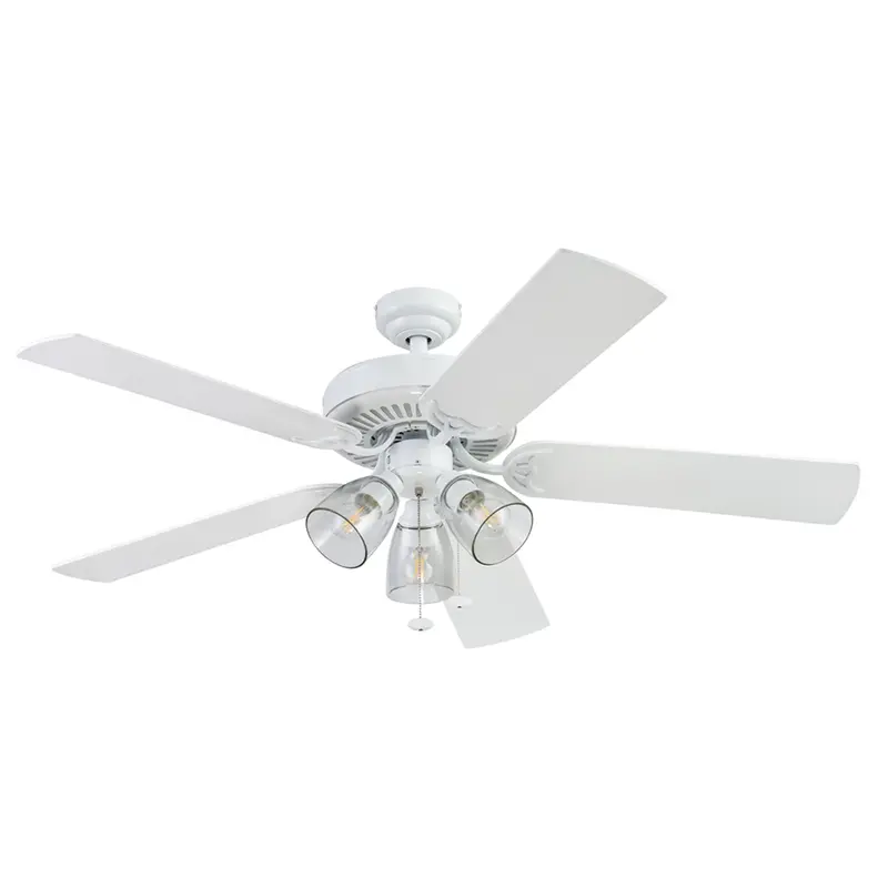 52" Saybrook White Pull-Chain Ceiling Fan – Indoor Use 1