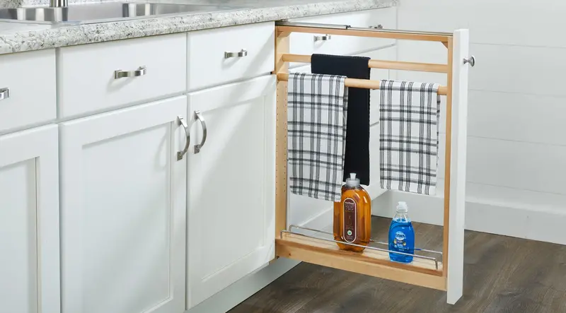 6-Inch Base Cabinet Filler Pullout With Towel Bar 1