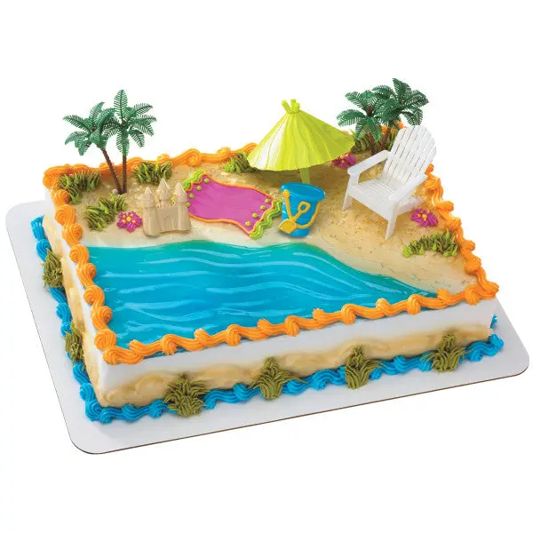6-Piece Beach Chair And Umbrella Cake Decoration Set 1