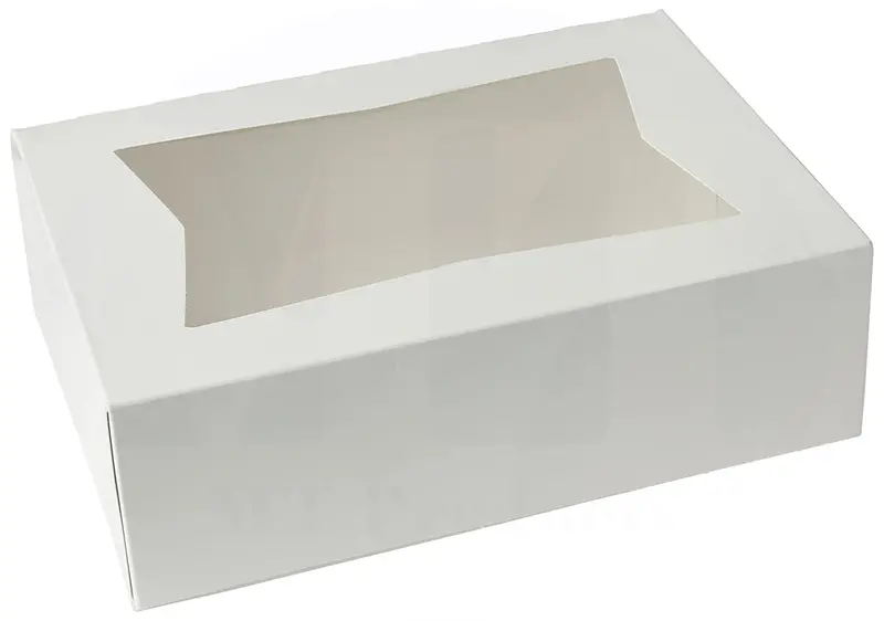 8" X 5.75" X 2.5" Clear-Window White Treat Boxes For Cookies & Confections 1