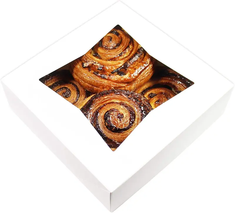 8" X 8" X 2.5" Clear-Window White Bakery Boxes For Pastries, Strawberries & Desserts 1