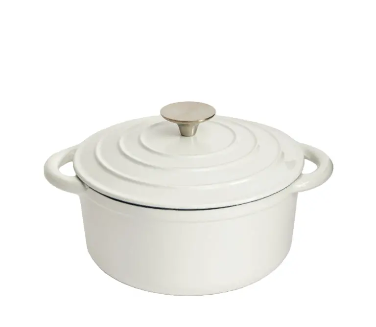 9.5-Inch Enameled Cast Iron Round Dutch Oven – Pure White 1