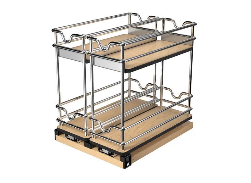 9 Inch Two-Tier Double-Wide Wire Wall-Mount Pullout 1