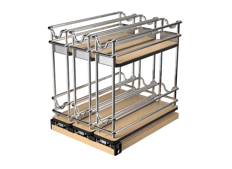9 Inch Two-Tier Triple-Narrow Wire Wall-Mount Pullout 1