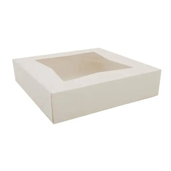 9" Square White Bakery Box With Window – Compact Pastry Packaging For Cakes & Treats 1