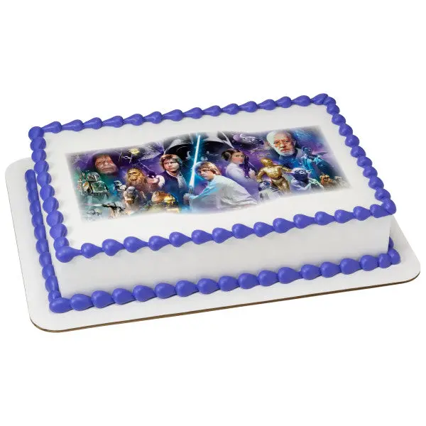 A Galaxy Far, Far Away Themed Edible Cake Image 1