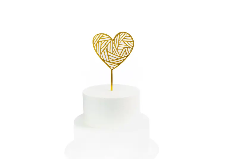 Abstract Gold Heart Acrylic Cake Topper 1