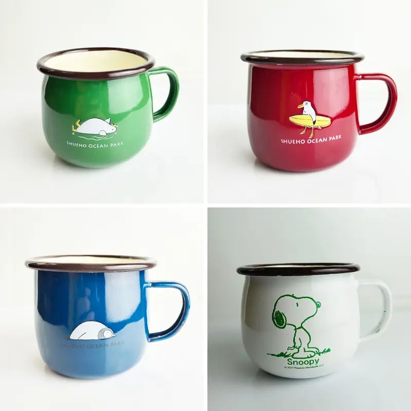 Agate Decor Enamel Belly Mug – 8Cm Tall, Lidless Design 1