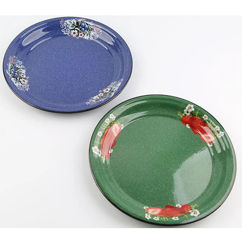 Agate Decorative Enamel Fruit Plate & Serving Tray – Hand-Painted Style 1