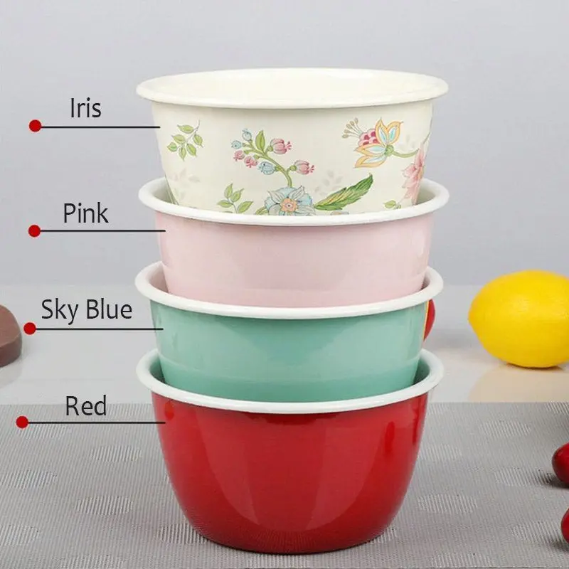 Agate Enamel 16Cm Flat-Bottom Salad & Serving Bowl 1