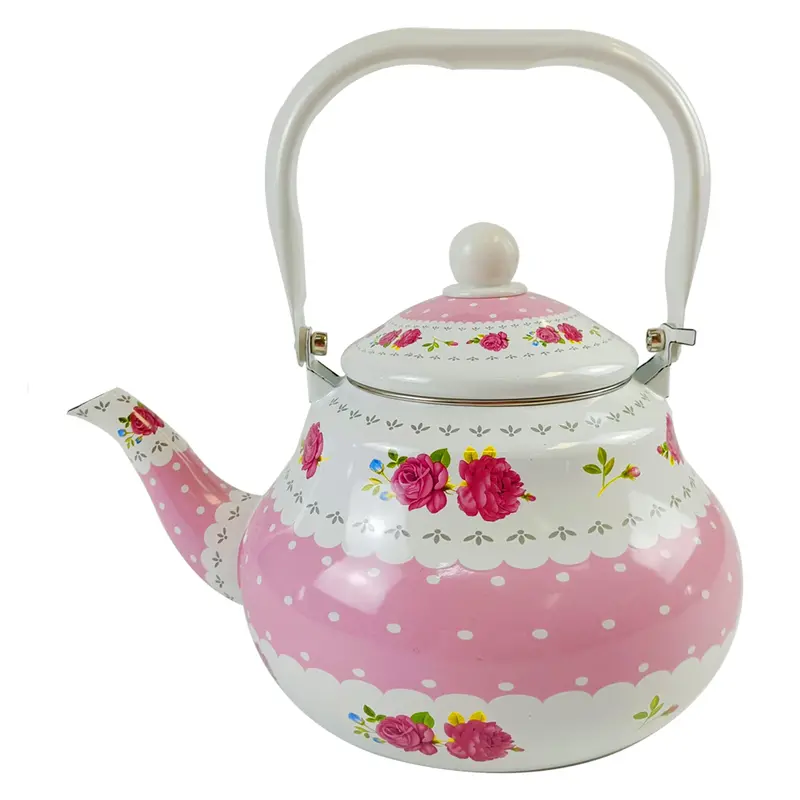 Agate Enamel 2.5L Tea Pot – Lace Ribbon Decorative Design 1