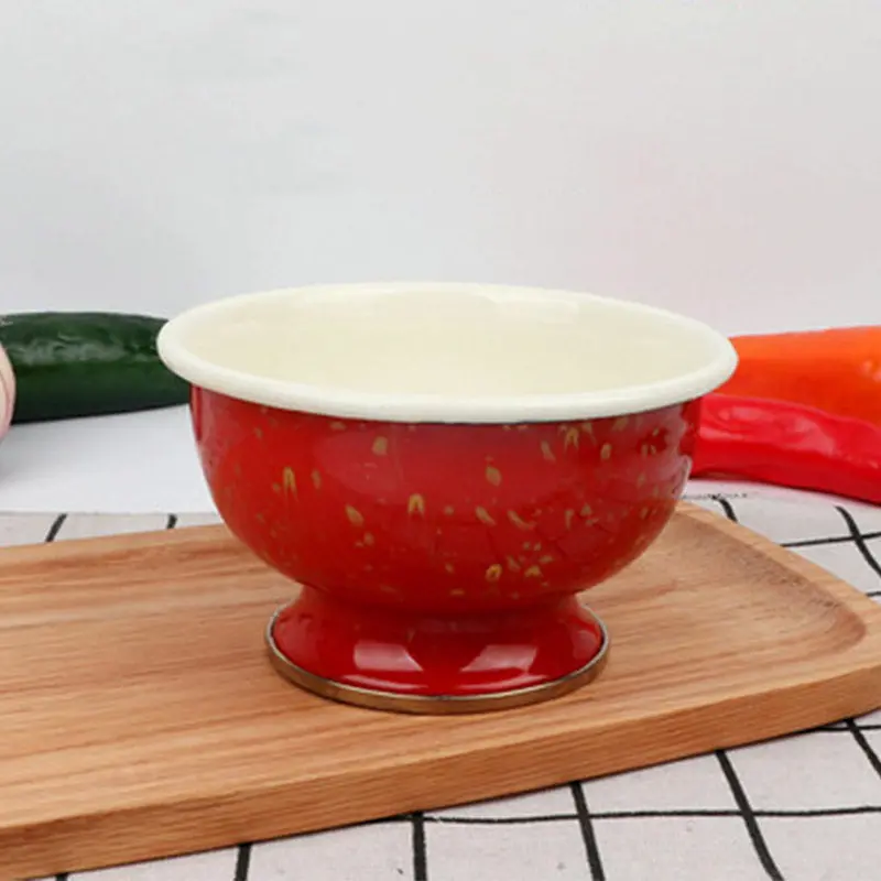 Agate Enamel Serving Bowl With Elegant Stand – Rustic Tableware 1