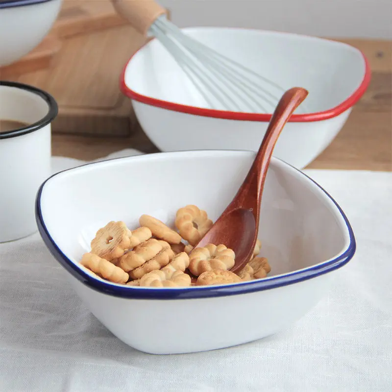 Agate Enamel Square Serving Bowl – Premium Hand-Finished Design 1