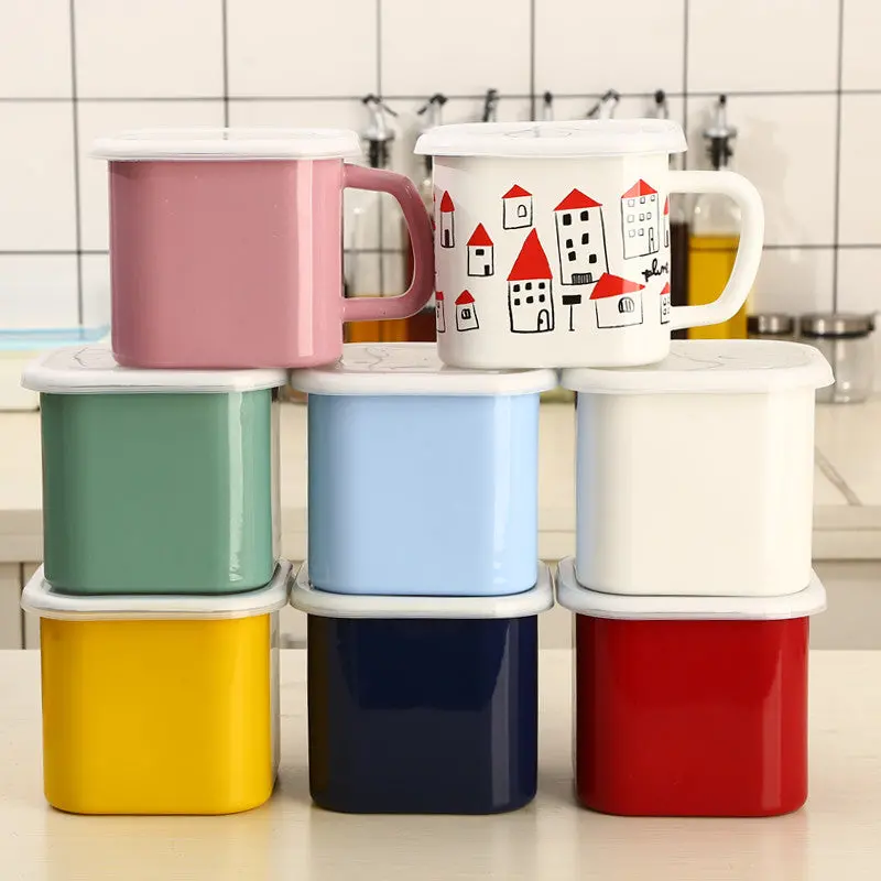 Agate Enamel Square Storage Box – 14Cm With Secure Lid 1
