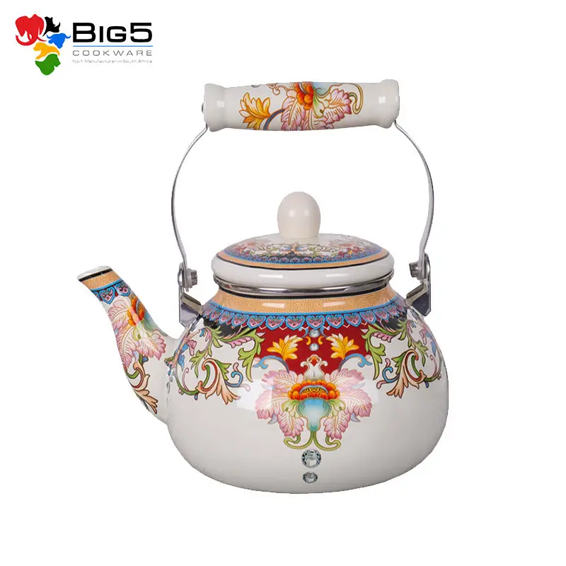 Agate Royal Enamel Tea Pot – Classic Floral Motif (1.5L–4.0L Options) 1